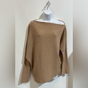 ASTR THE LABEL Tan Off the Shoulder Long Sleeve Sweater Size‎ XL